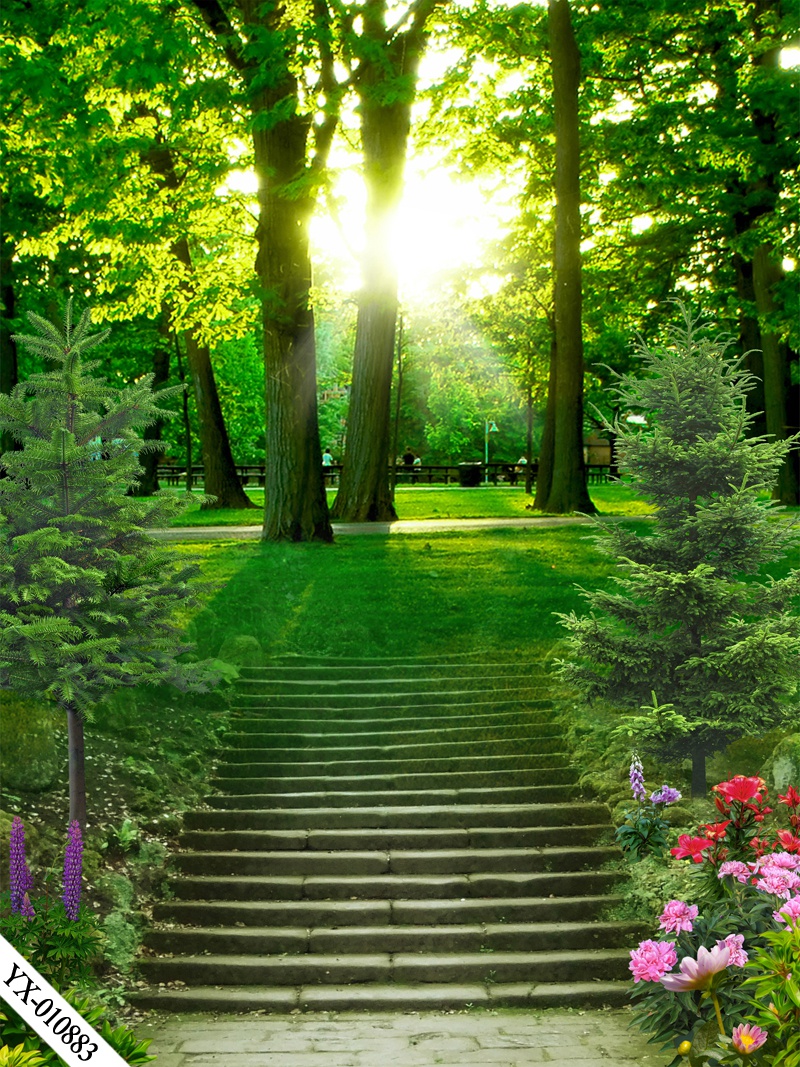 直播背景布3d立体直播间装饰主播竹林山水田园外景快手网红背景墙