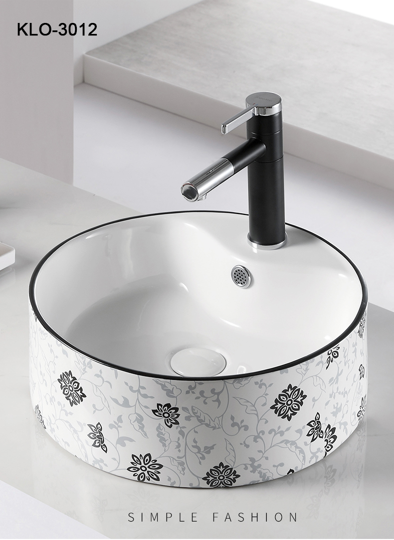 中式台上盆陶瓷洗脸盆花纹小尺寸家用迷你艺术阳台面盆小型洗手盆3013