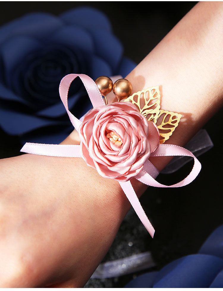 胸花家人一套父母欧式创意伴郎伴娘襟花婚礼用品粉色胸花手腕花套餐b