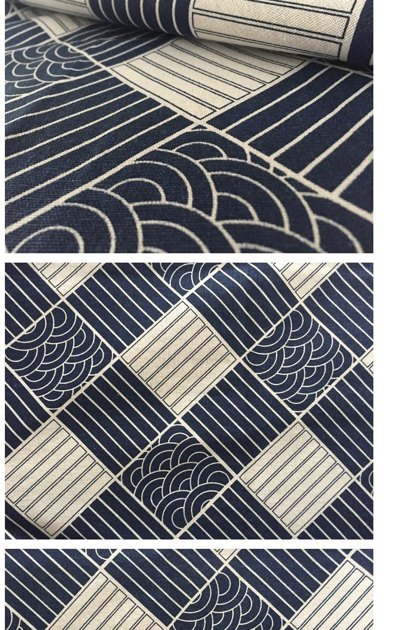 新和风棉麻烫加厚日式民族布料粗麻布面料沙发抱枕靠垫桌布布料书法