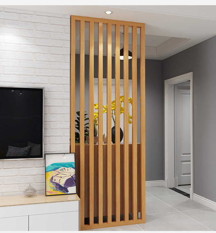 木条隔断木格栅北欧实木隔断屏风客厅入户玄关创意简约原木格栅整框