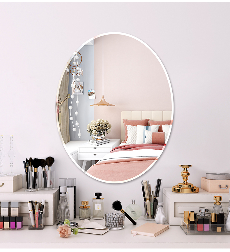 梳妆镜挂墙方形化妆镜子贴墙自粘家用卧室桌面梳妆台墙面壁挂小型镜挂