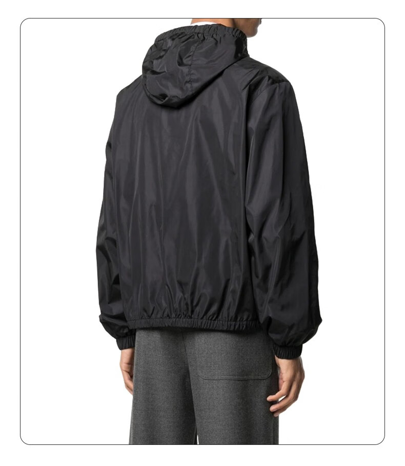 valentino 华伦天奴男装男士徽标连帽风衣夹克外套 黑色 vv3ci3685at