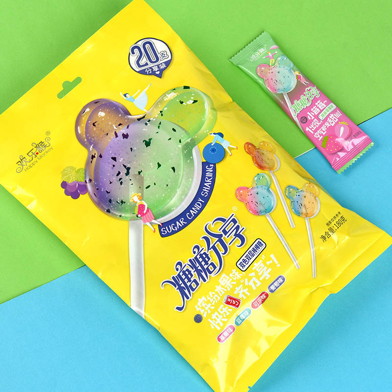 欢乐猴糖糖分享棒棒糖水果味双层儿童糖果情侣网红00后休闲零食品糖糖