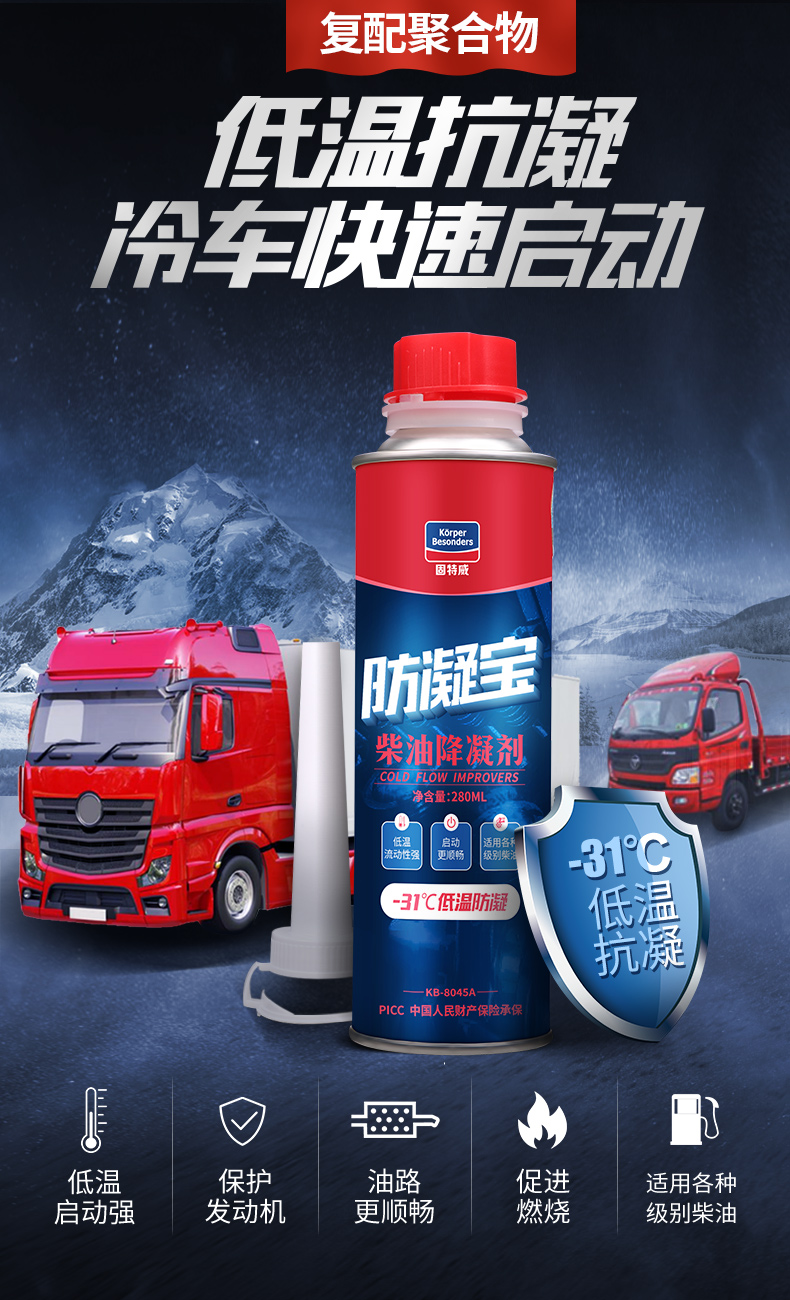 固特威柴油防凝剂抗凝剂降凝剂柴油添加剂低温启动剂防冻剂280ml单瓶