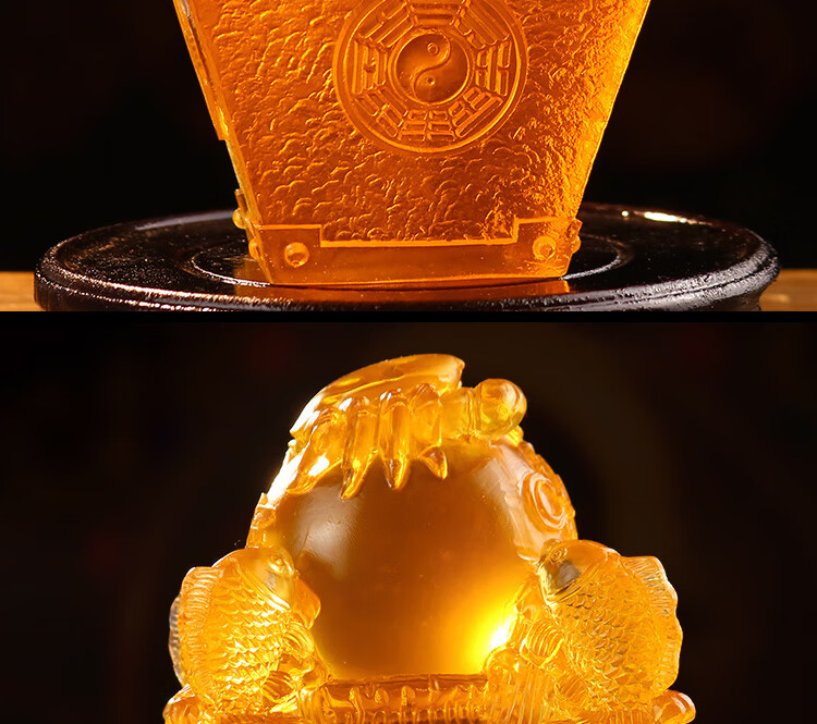 2021年一甲镇财琉璃摆件 2021年牛年一甲镇财琉璃摆件财斗锦鲤吉祥物