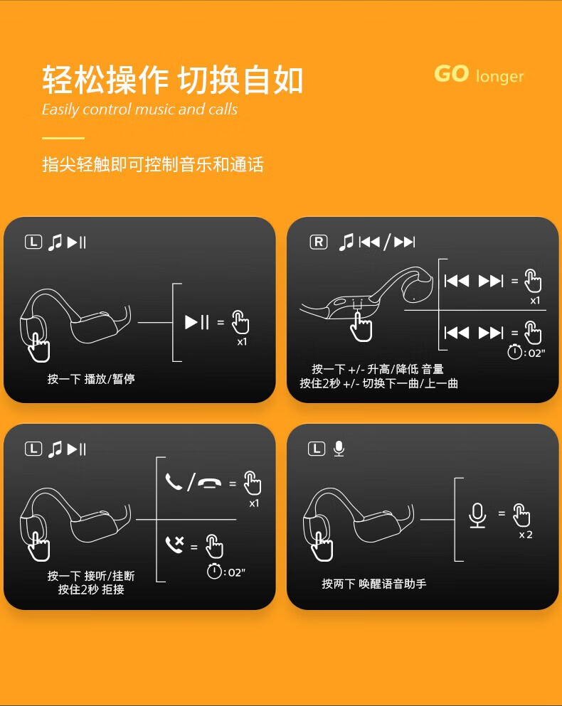 飞利浦(philips) 骨传导蓝牙耳机真无线运动跑步听歌防水型耳麦降噪