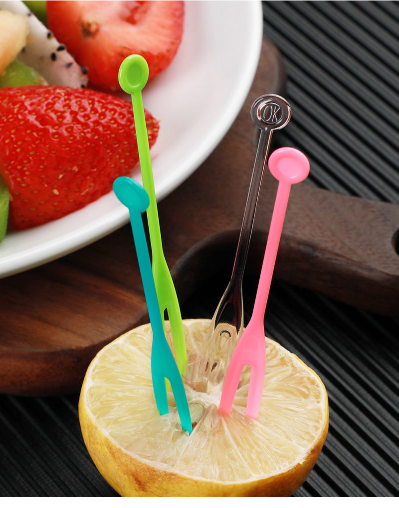 快生活一次性水果叉家用小叉子塑料水果签插透明单独包装创意可爱yl