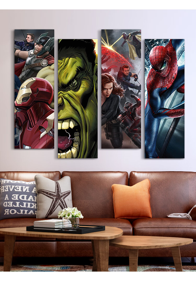 2021新款漫威装饰画复仇者联盟钢铁侠酒吧网吧背景墙壁画客厅房间玄关
