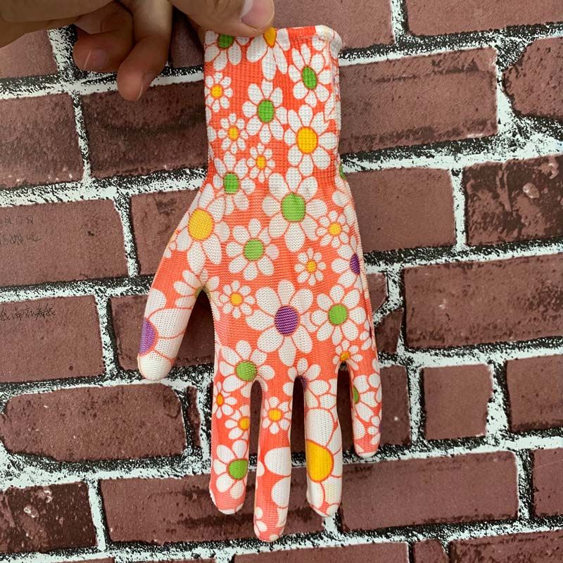 橡胶手套劳保耐磨花色涂掌带胶手套薄款pu尼龙防晒手套女工作干活绿