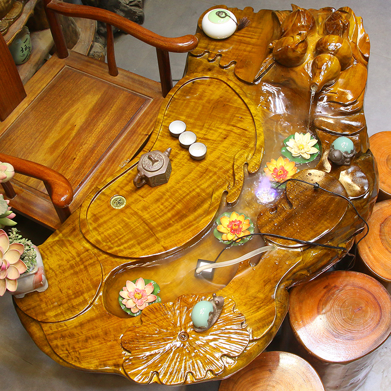 犀艺根雕茶台木茶桌树根茶海实木茶几树头木根茶桌椅组合mh6199