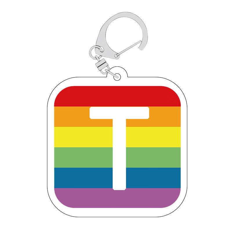 适用于 抖音同款彩虹热拉rela亚克力钥匙扣ins风网红diy创意挂件简约