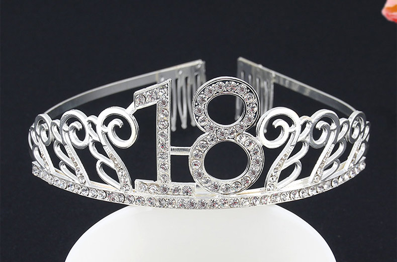 生日头饰庆祝新款欧美庆祝生日蛋糕皇冠数字生日帽周岁生日宴会水钻