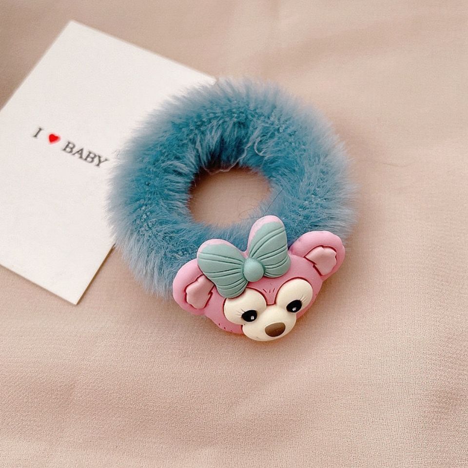 缪色星黛露毛绒发圈头绳韩国可爱少女卡通发绳秋冬小熊兔子皮筋女2个
