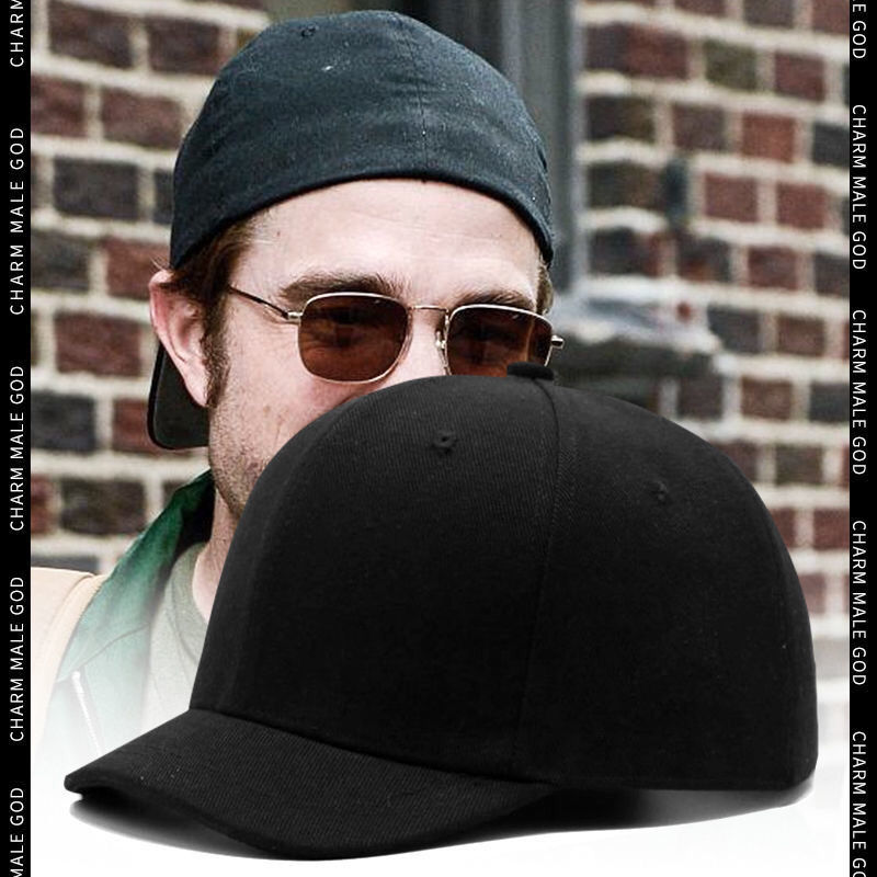 全封口帽子男硬顶短檐大码棒球帽潮流反戴短沿帽休闲女小码鸭舌帽黑色