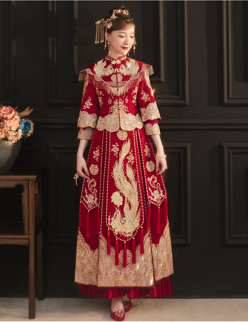 禾秀服中式婚礼新娘服装秀禾服年结服嫁衣凤冠霞帔秀