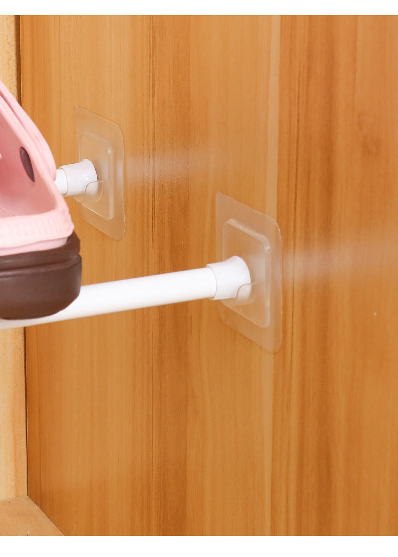 欧米恩 伸缩杆固定器免打孔浴室杆支撑架挂衣服支架衣柜粘钩托 伸缩杆