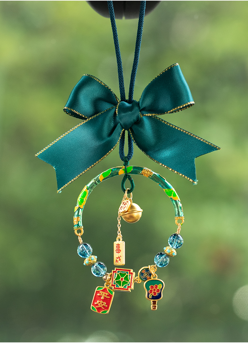 林肯宾利汽车挂件女神网红车内吊饰挂饰车挂装饰品好运铃铛景泰蓝