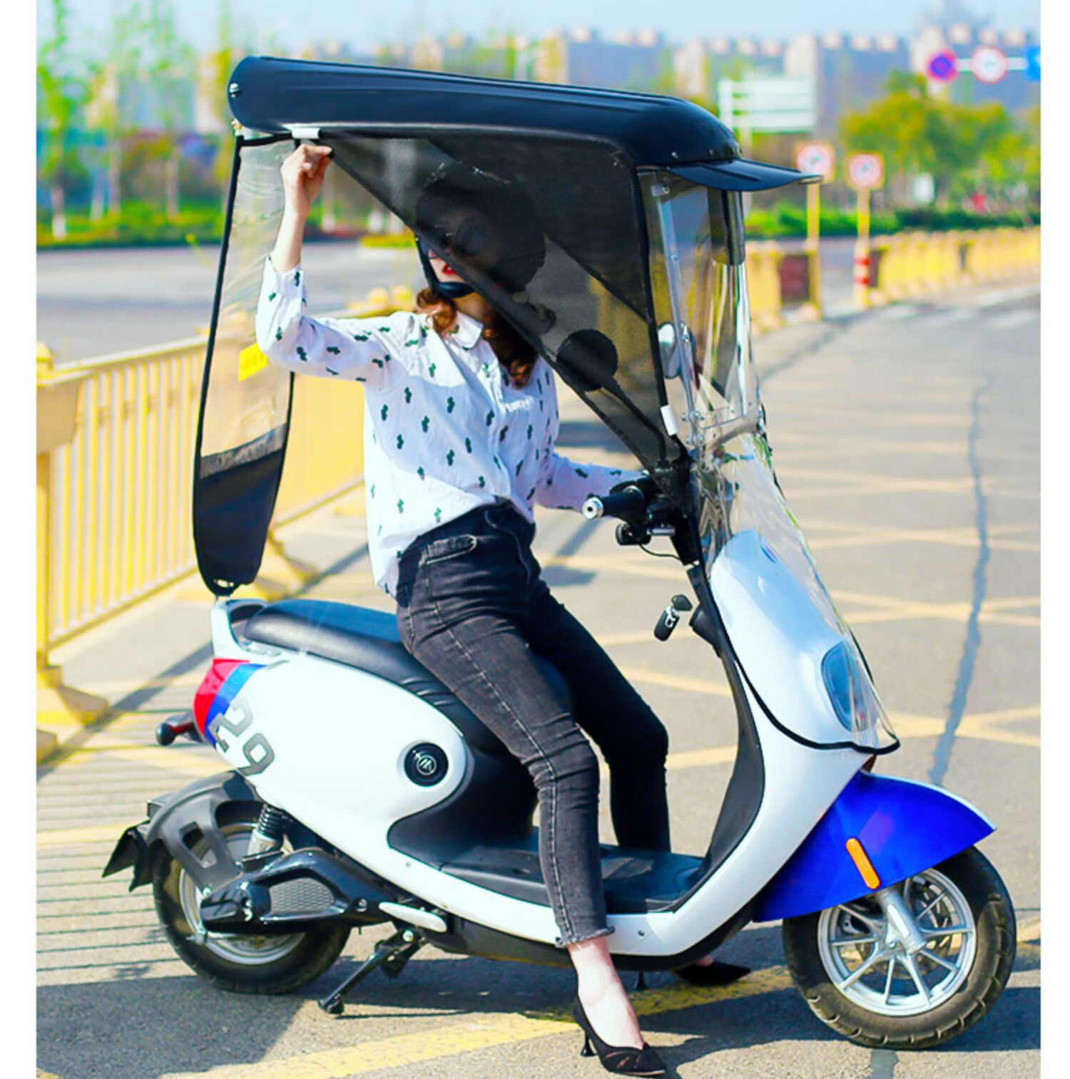 电动车雨棚 电瓶车雨棚遮阳防晒小型全包围遮阳罩防雨单骑车遮阳伞