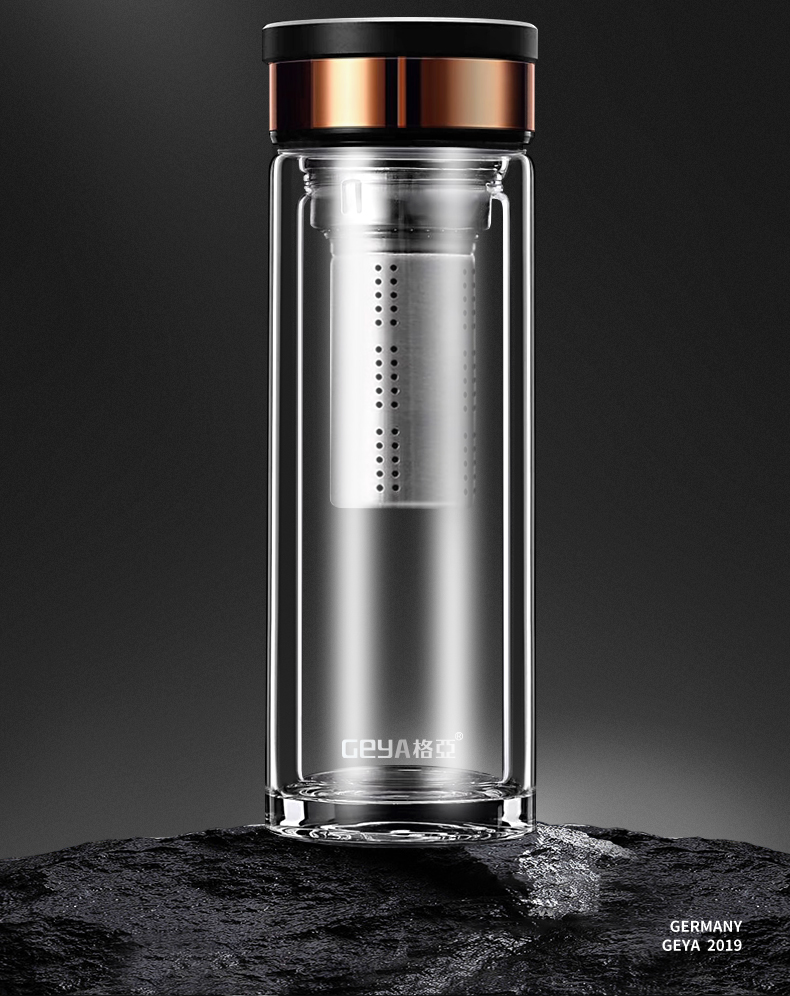 格亚玻璃保温杯双层玻璃杯男士茶杯茶水分离隔热便携保温泡茶高端水