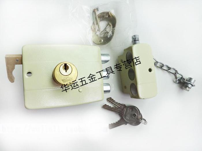 三舌锁 老式盗门锁117型门锁铁门盗三保险外装门锁 35-50mm 通用型 带