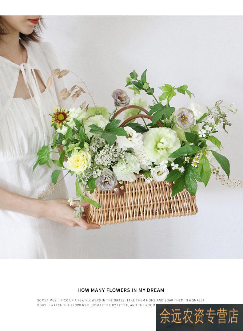 花篮筐手提花篮清新花束装饰手工藤编竹编花篮插花花童婚礼手提篮花艺