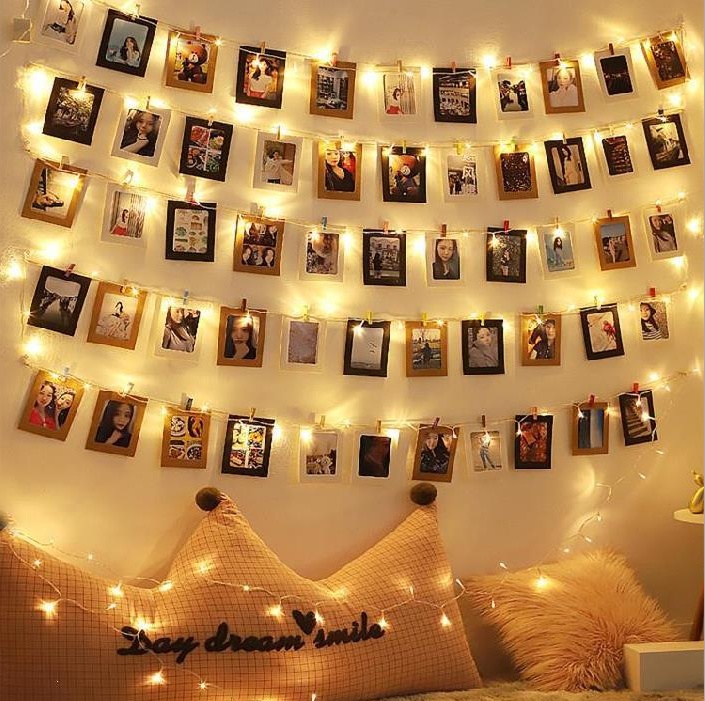 挂照片的绳子和夹子拍立得相纸装饰挂件照片墙悬挂式原木棍网红相片