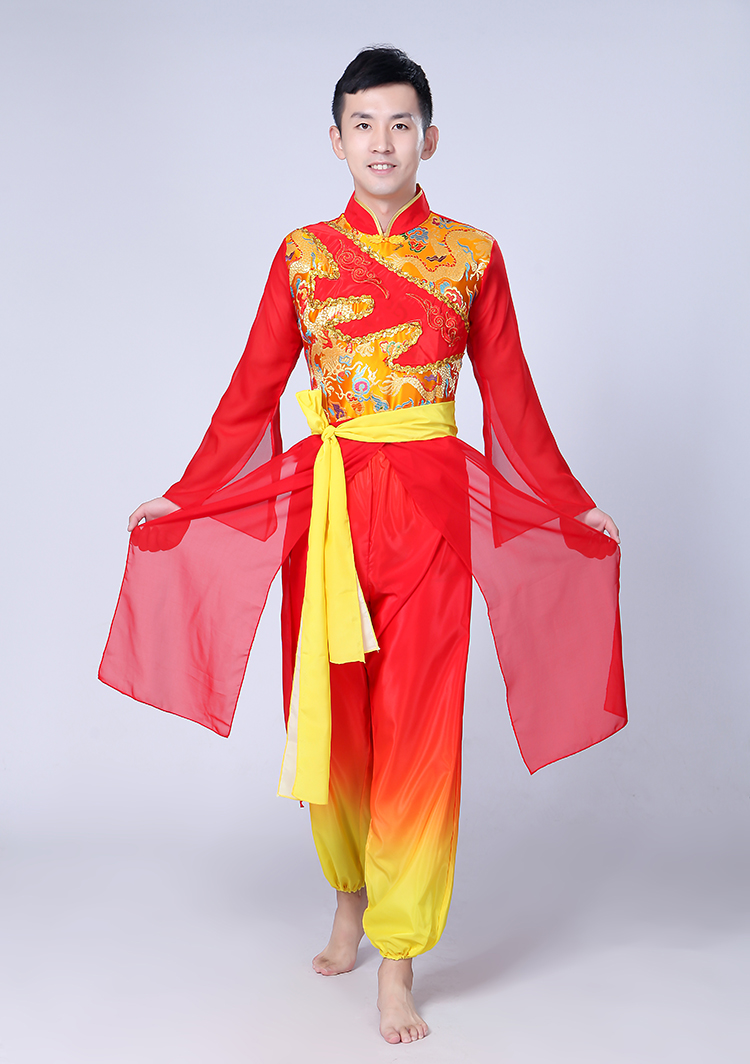 新款打鼓服民族风成人舞蹈演出服装男女舞台动感水鼓舞现代舞服装2021