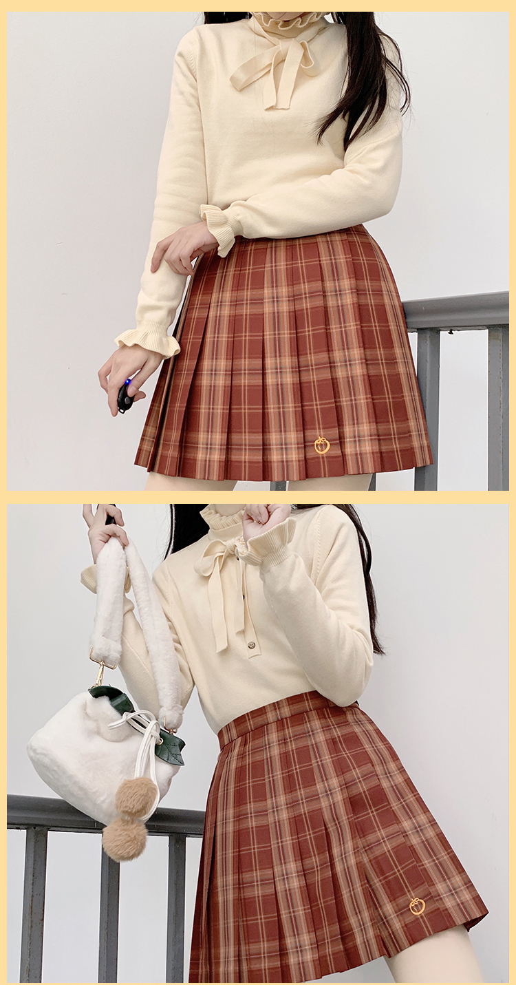 御茶家柿柿顺心原创jk制服格裙短长早秋季百褶半身裙现货45cm裙长xs