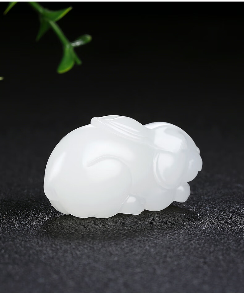 和玉情天然新疆和田玉羊脂玉白玉生肖兔子吊坠前途无量挂件玉坠玉石