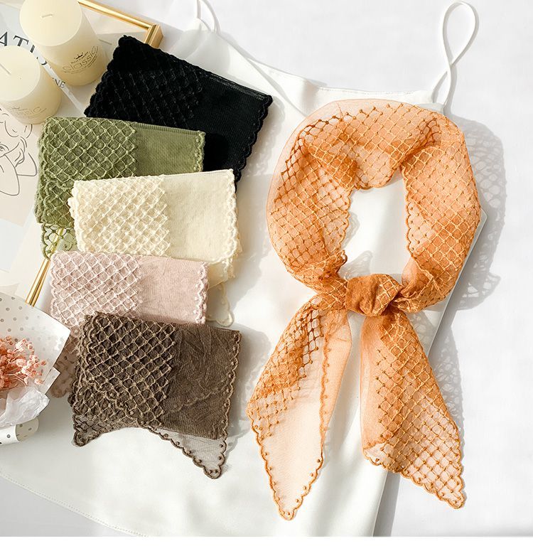 雷丝小领巾蕾丝小丝巾女春秋韩版装饰百搭长条网红ins时尚可爱小领巾