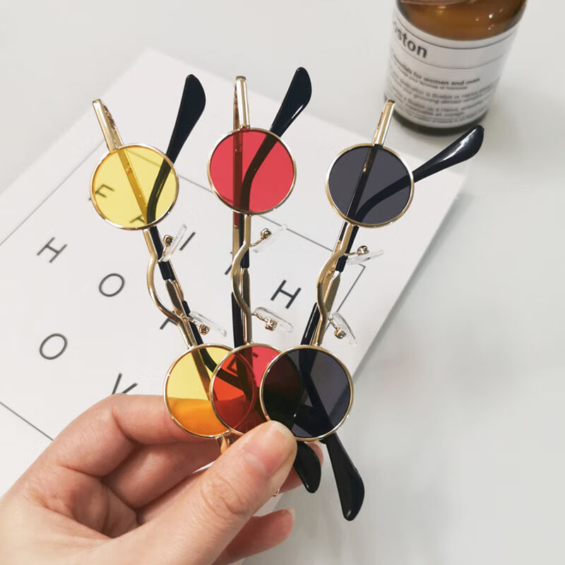 小伙眼镜超小框圆形复古墨镜男女款迷你小圆框太子镜汉奸眼镜嘻哈太