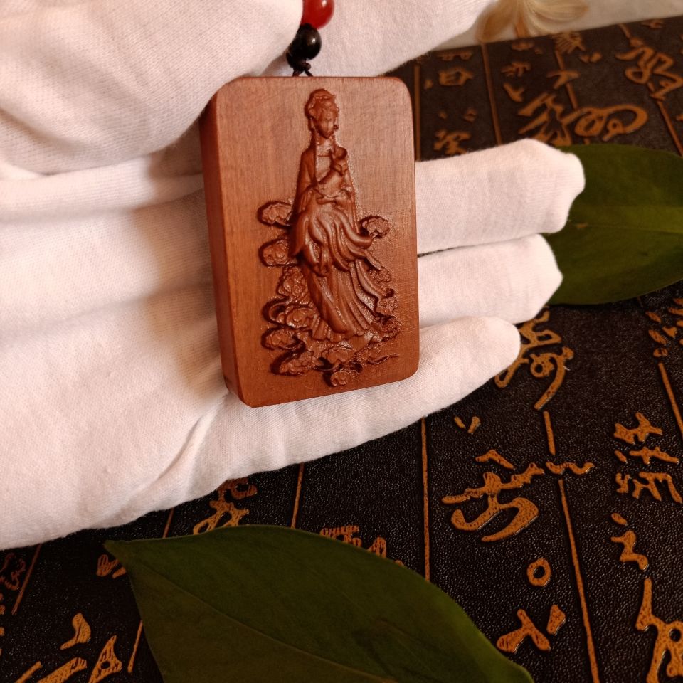 时尚配饰 精品雷击枣木九尾狐仙娘娘平安牌挂件道家法器用品平安生日