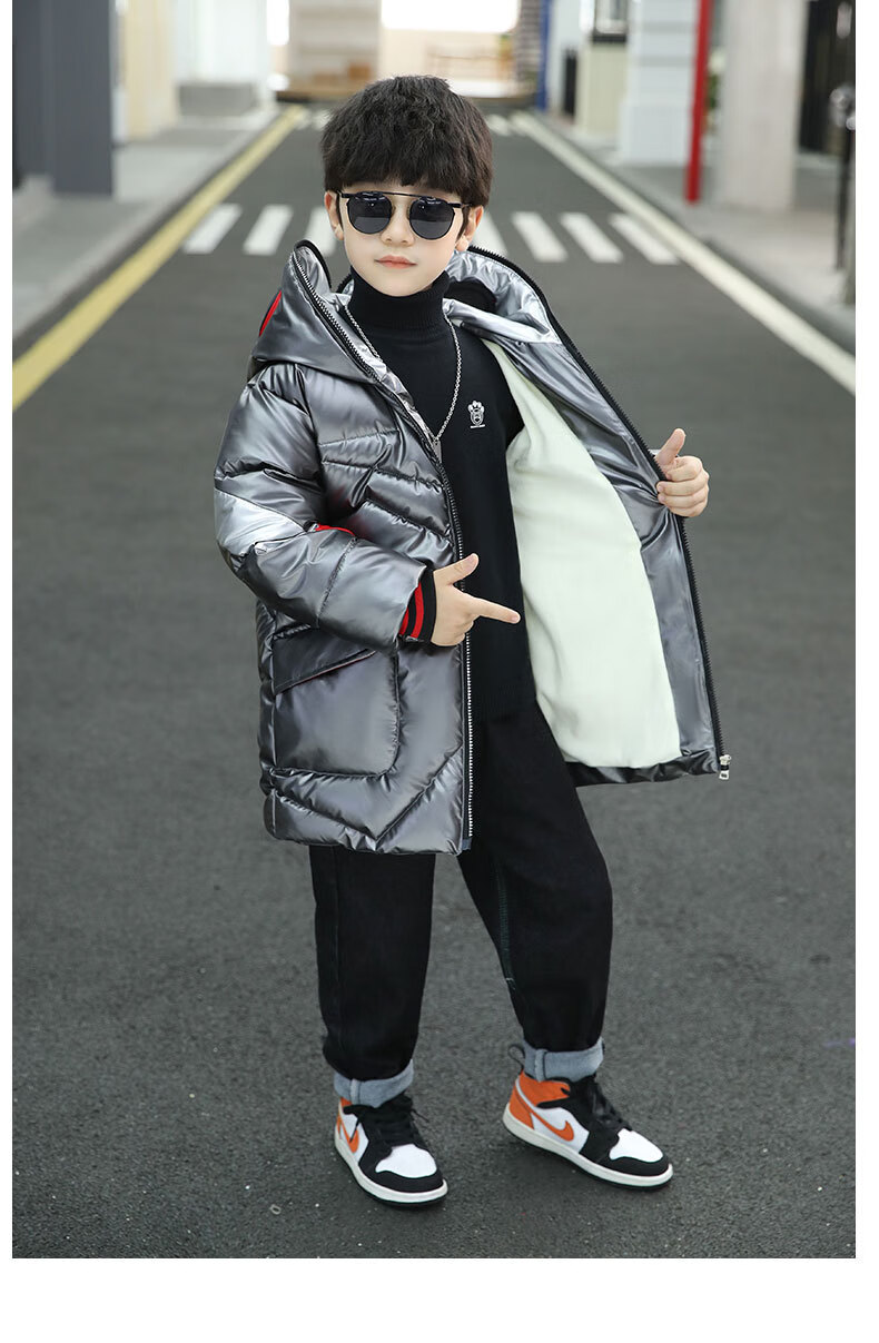 奥特曼羽绒服 男童冬装外套8一9岁小学生戴眼镜长袖加厚棉袄儿童装加