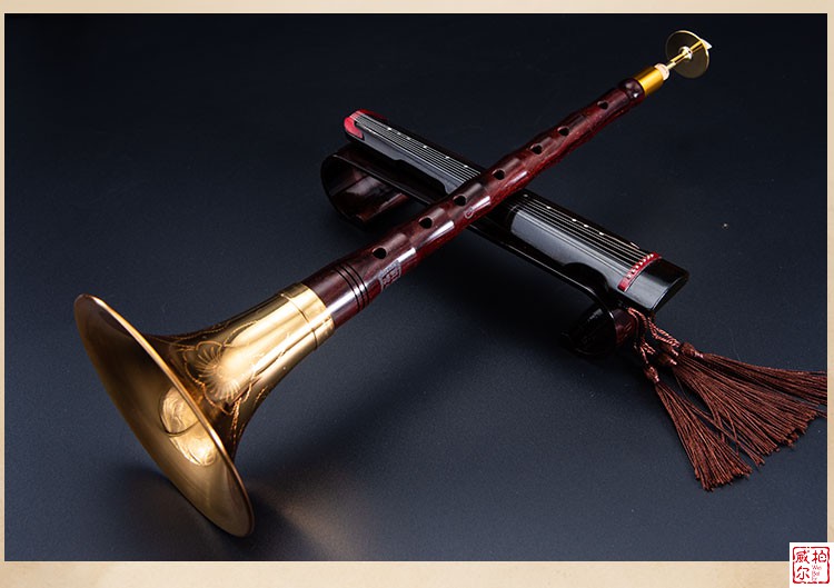 印度小叶紫檀唢呐乐器全套演奏纯铜中号索呐喇叭紫檀e3个哨哨盒硅油芯