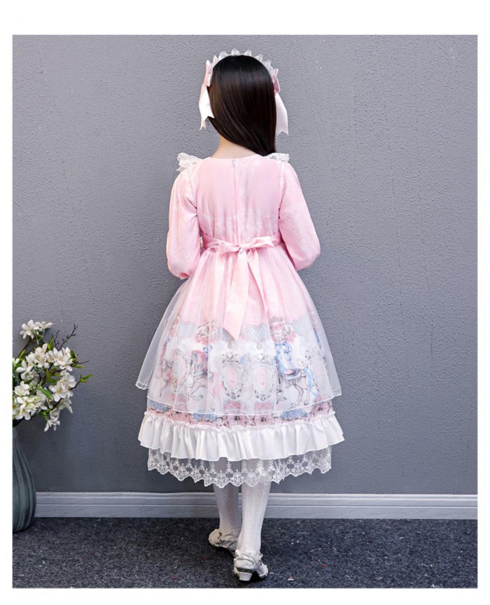 女童儿童洛丽塔裙子秋冬加绒新品童装lolita洋装学生公主裙连衣裙粉色