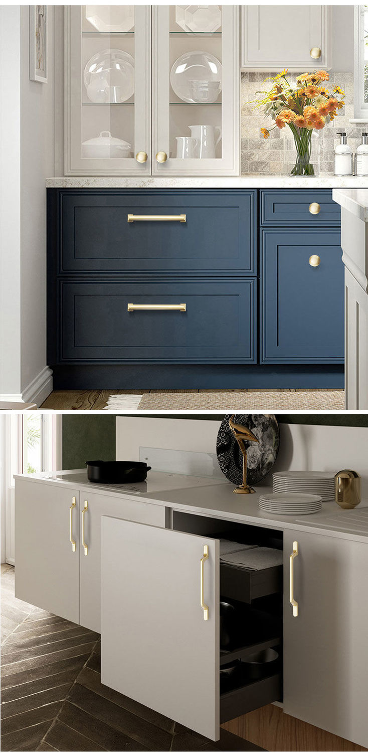 拉手衣柜门把手抽屉橱柜金色轻奢美式现代简约北欧式小拉手螺纹款单孔