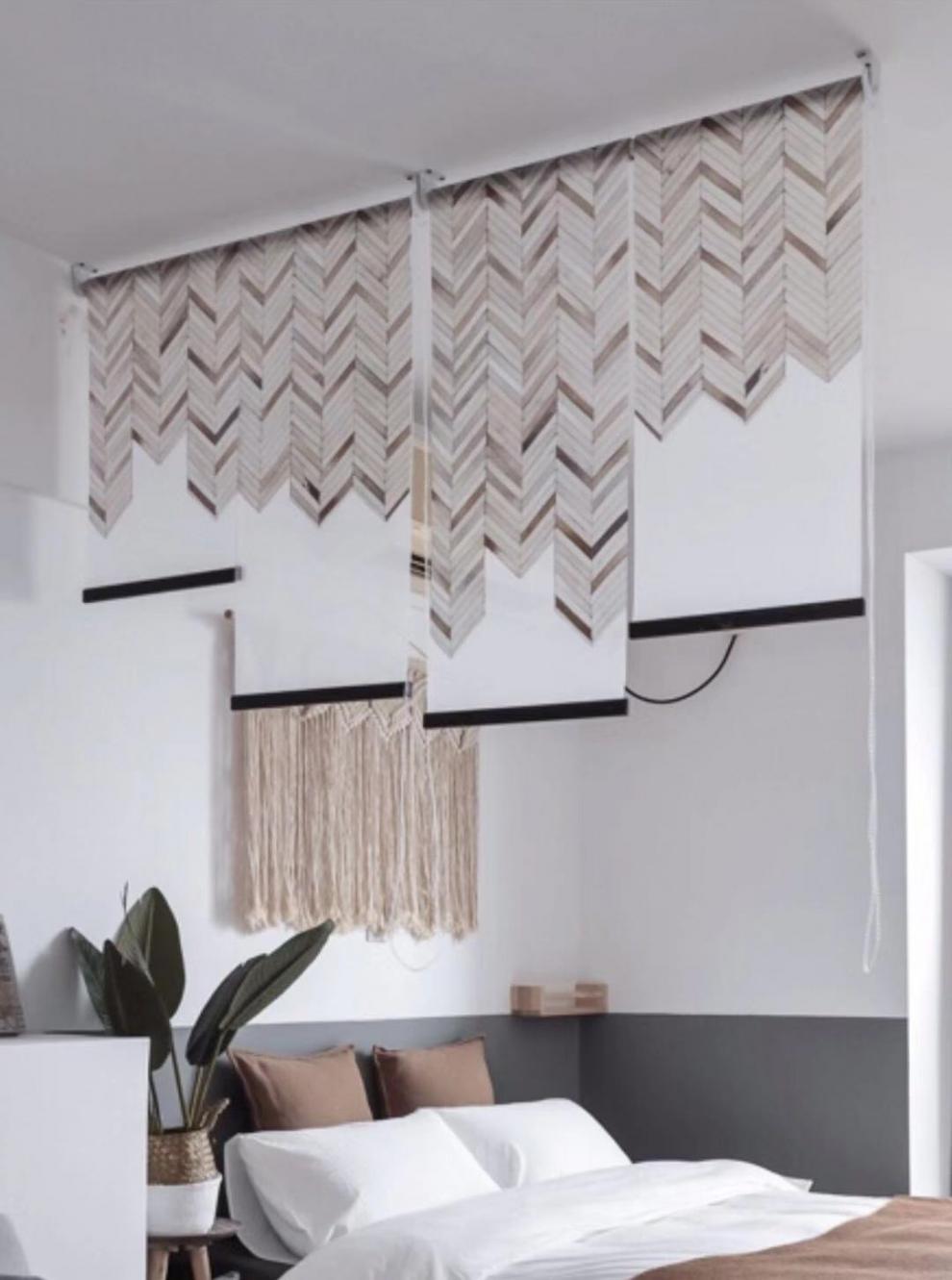 屏风帘悬挂式异色悬挂式屏风软隔断现代简约抽象北欧客厅屏风挂帘透明