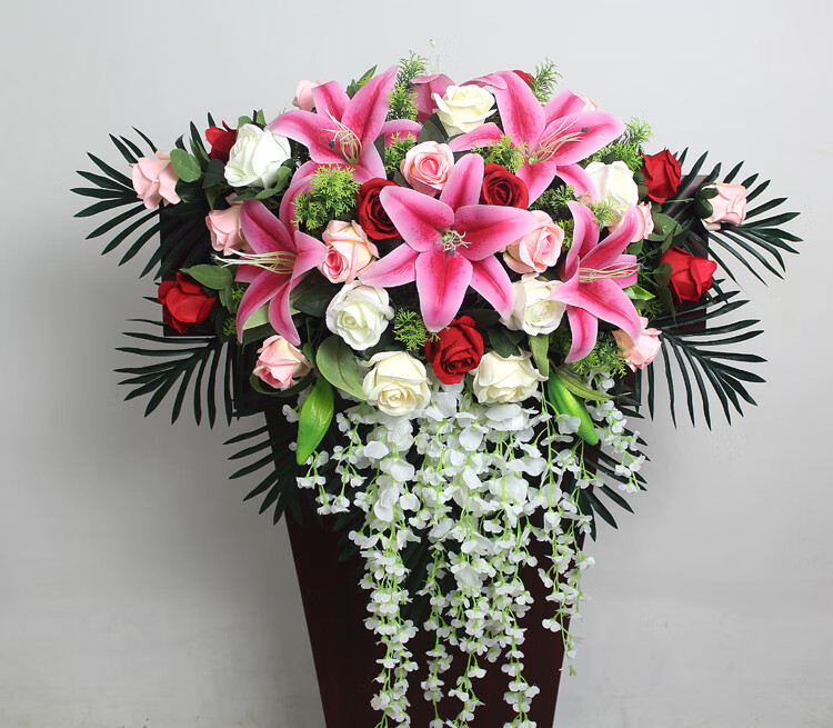 演讲台花仿真花会议室假花摆件前台花发言台下垂花会议桌装饰挂花02挂