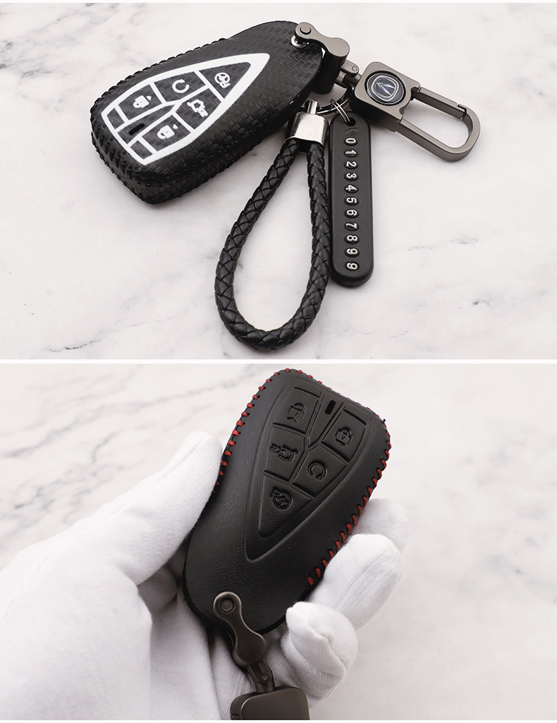 改装专用配件钥匙包扣壳保护套 长安uni-t钥匙壳【波浪纹】黑色【图片