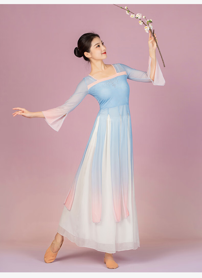 菲梵舞后古典舞身韵纱衣飘逸舞蹈服装中国现代形体基训练功演出服白色