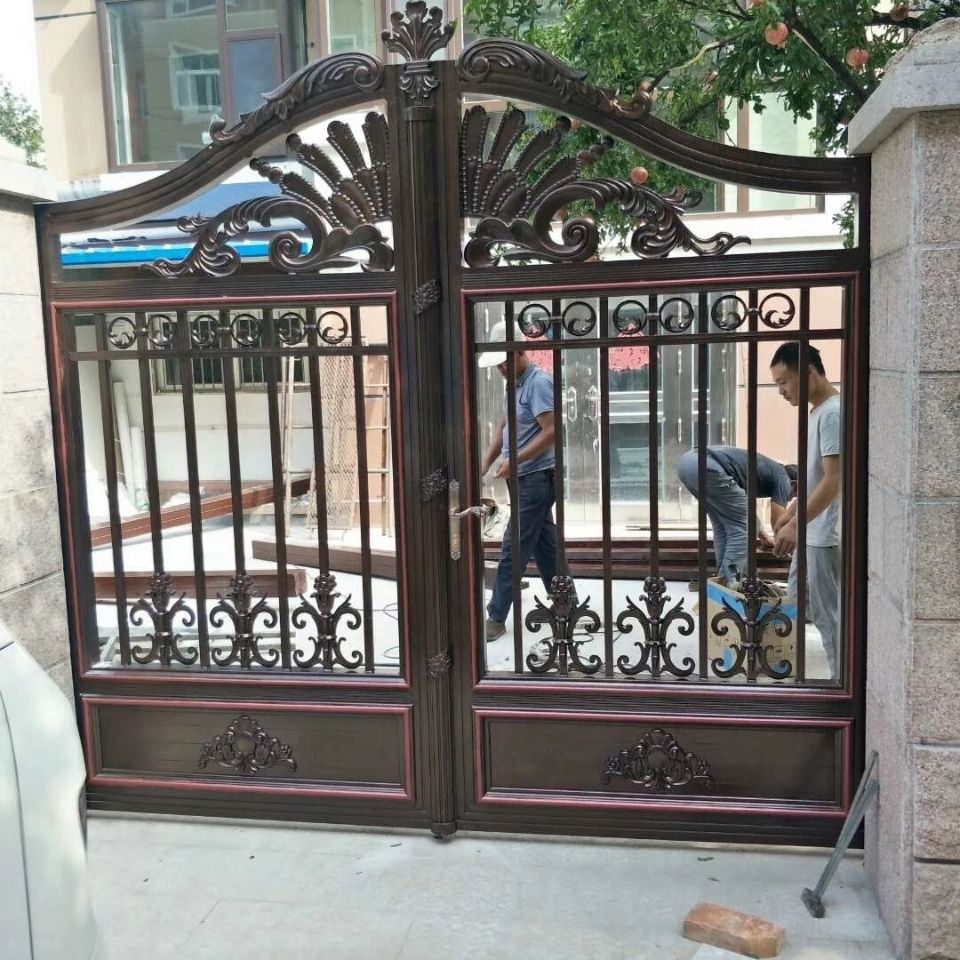 索梵铝艺别墅大门铝合金大门庭院对开门推拉平移电动门农村自建房大门