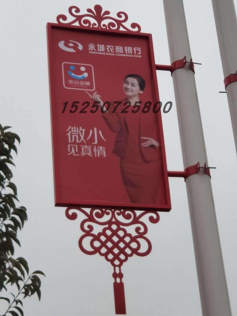 适配定制圆形户外悬挂灯杆灯箱广告牌防水抗风led双面发光牌咖啡色