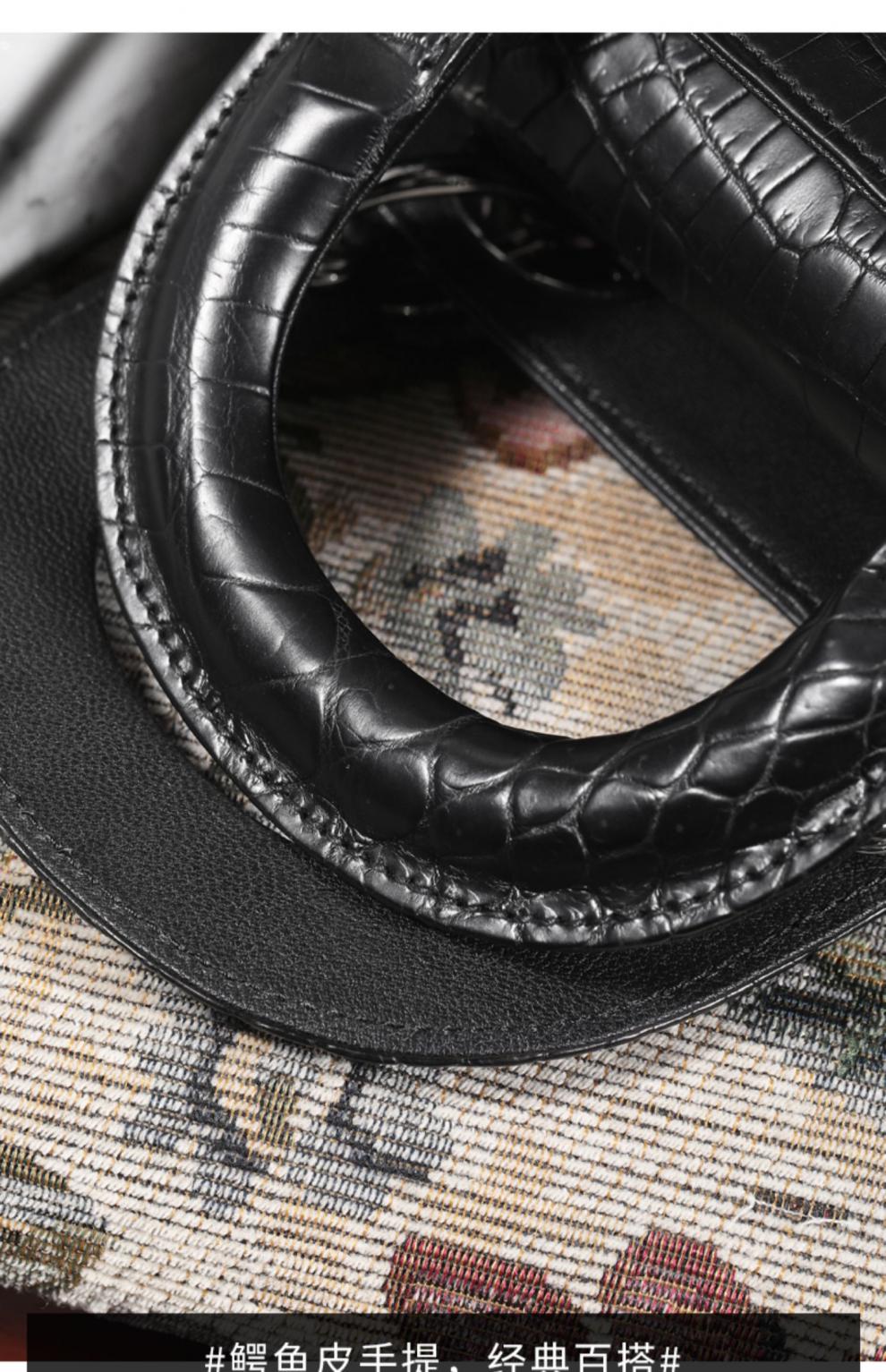 cestbeau进口尼罗鳄鱼皮女包mini戴妃包单肩斜挎包3格真皮双肩带尼罗