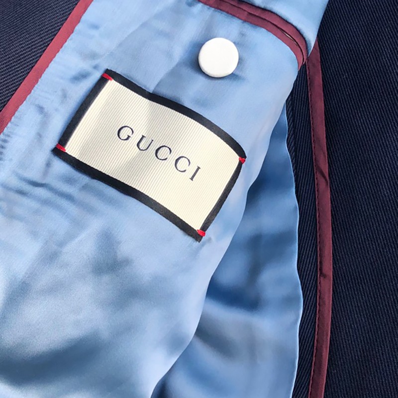 gucci古馳重工款羊毛男士單西服狐狸貼標logo568661zabk24240bi深藍色