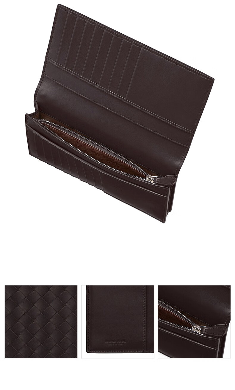 宝缇嘉bottegavenetabv钱包男羊皮长款折叠钱夹黑色316005v46511000