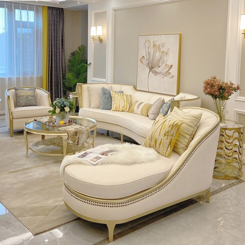 美式轻奢实木沙发组合法式欧式现代大小户型客厅别墅27度新款沙发单人