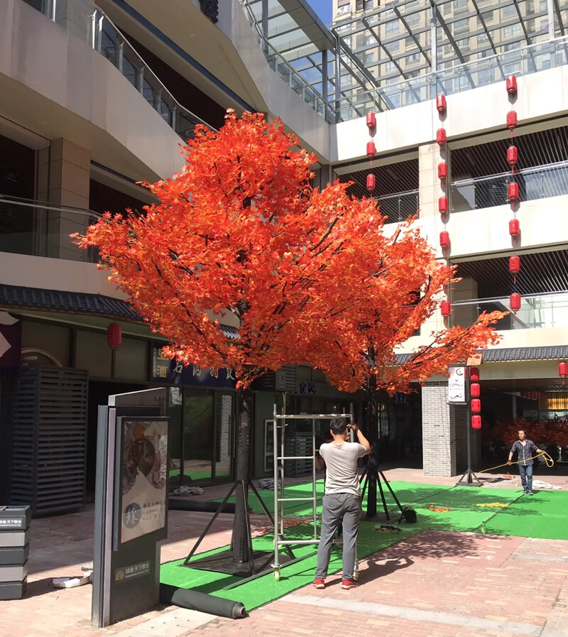 细细木语 仿真红枫叶树室内装饰假树仿真树大型红枫树展厅酒店景区