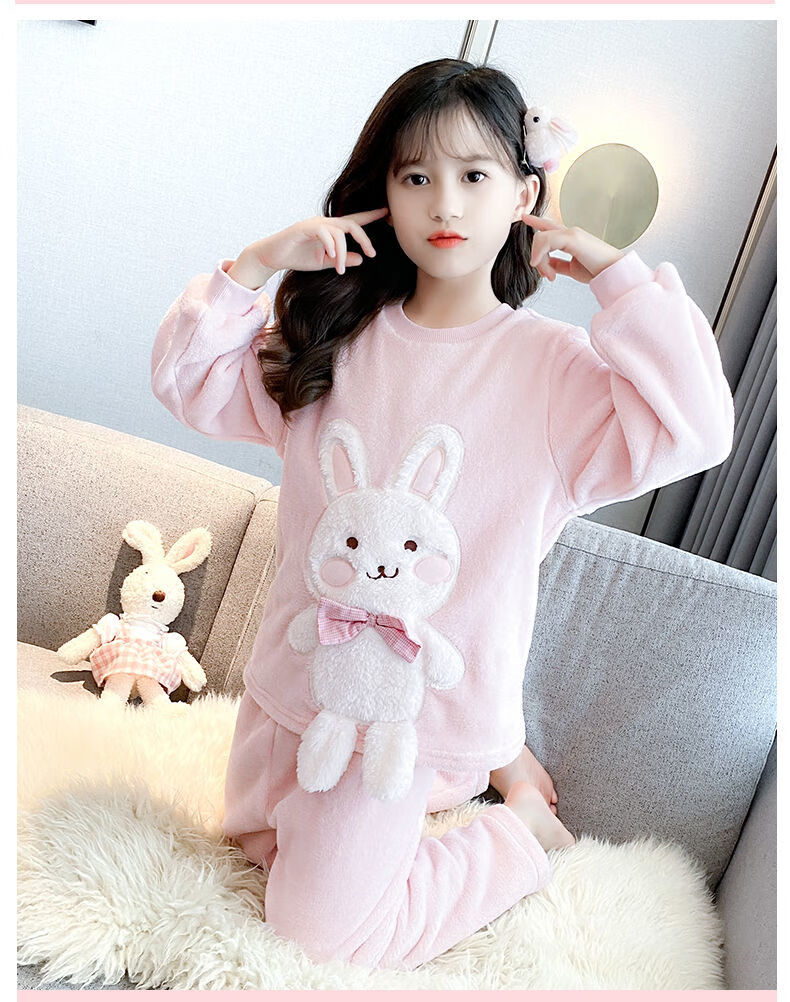 冬季新款冬装女童加厚法兰绒睡衣套装女孩儿童珊瑚绒保暖家居服jy1581