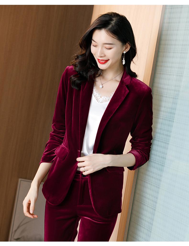 mornymoss品牌金丝绒西装外套女2022春装新款职业装气质小西服套装烟